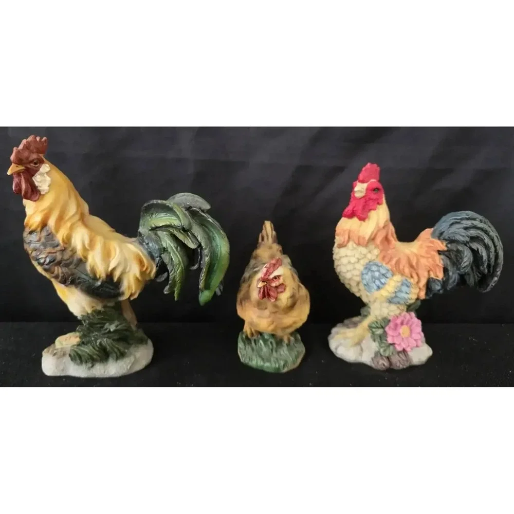 Lot of 5 Resin Roosters